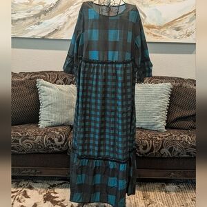 Plaid Green and Black Women's Dress